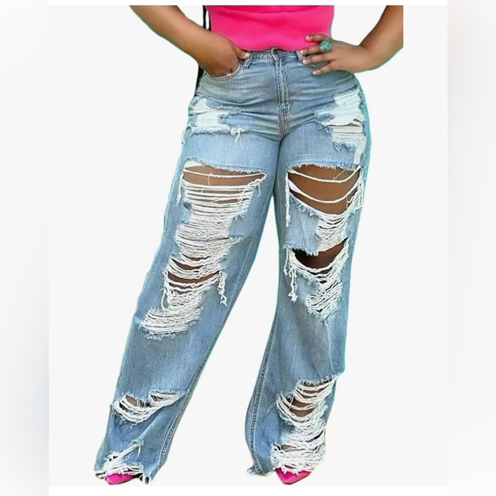 Amazon Blue Flare Wide Leg Jeans